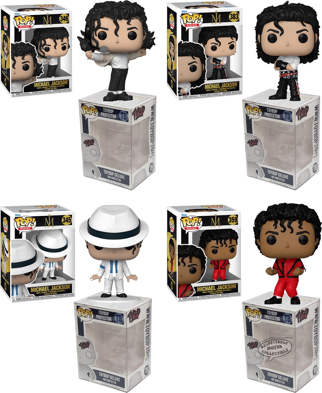 Amazon.com: Funko Michael Jackson (Set of 4) + Pop Protector: Pop