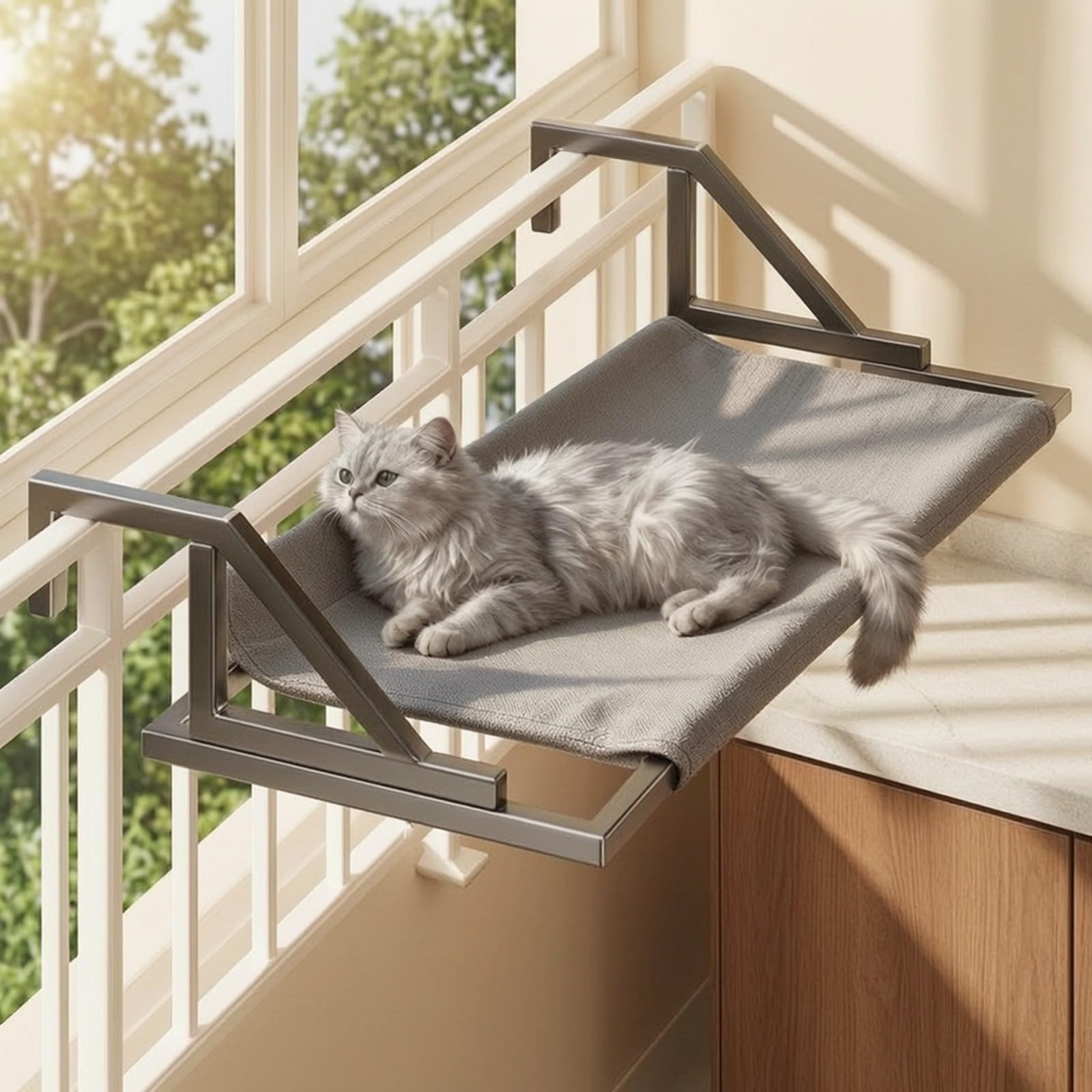 Milageto Amaca per Finestra per Traspirante | Senza Perforazione, Mensola da Finestra, Balcone, Appartamento, 100CM