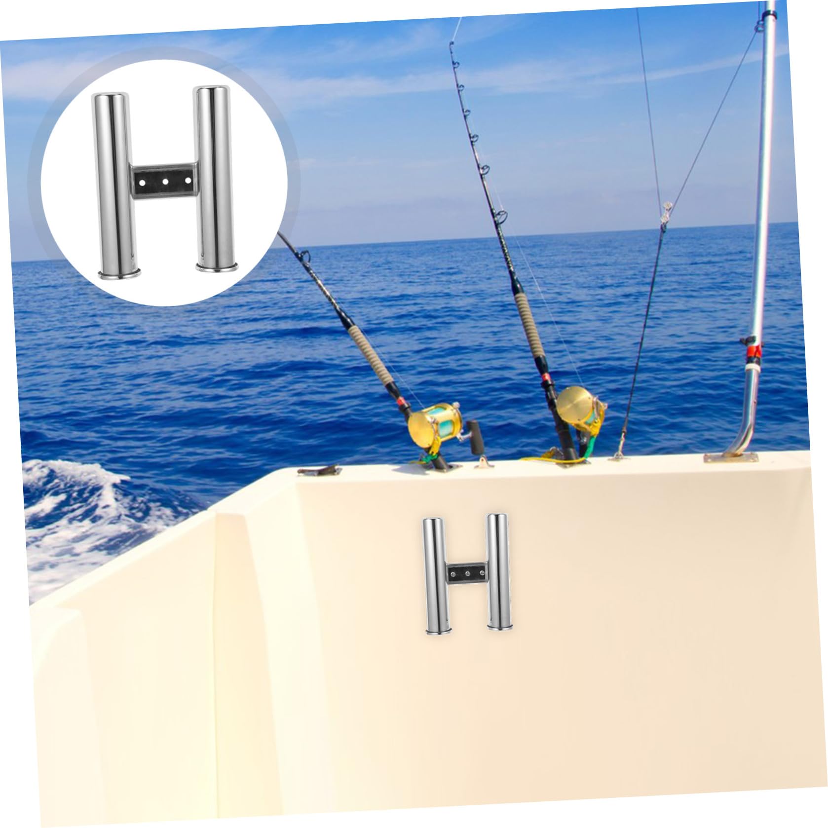 SECFOU Porta Canne da Pesca da Muro in Acciaio Inossidabile Staffa Robusta per Canne da Pesca per Festa Estiva e Mani Libere