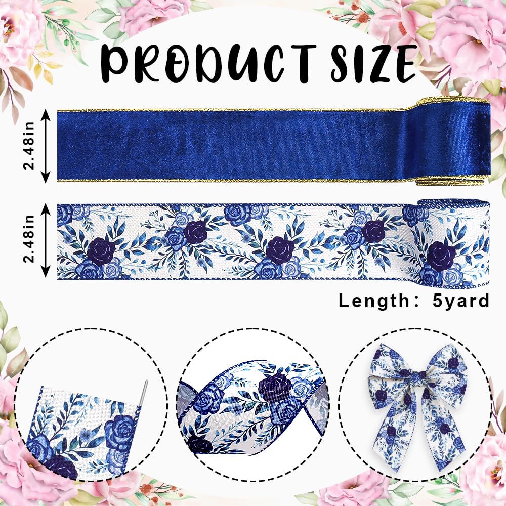 Blue Ribbon Spring Snapklik.com : 2 Rolls Spring Flowers Ribbons For Wreath Bows, 2.5