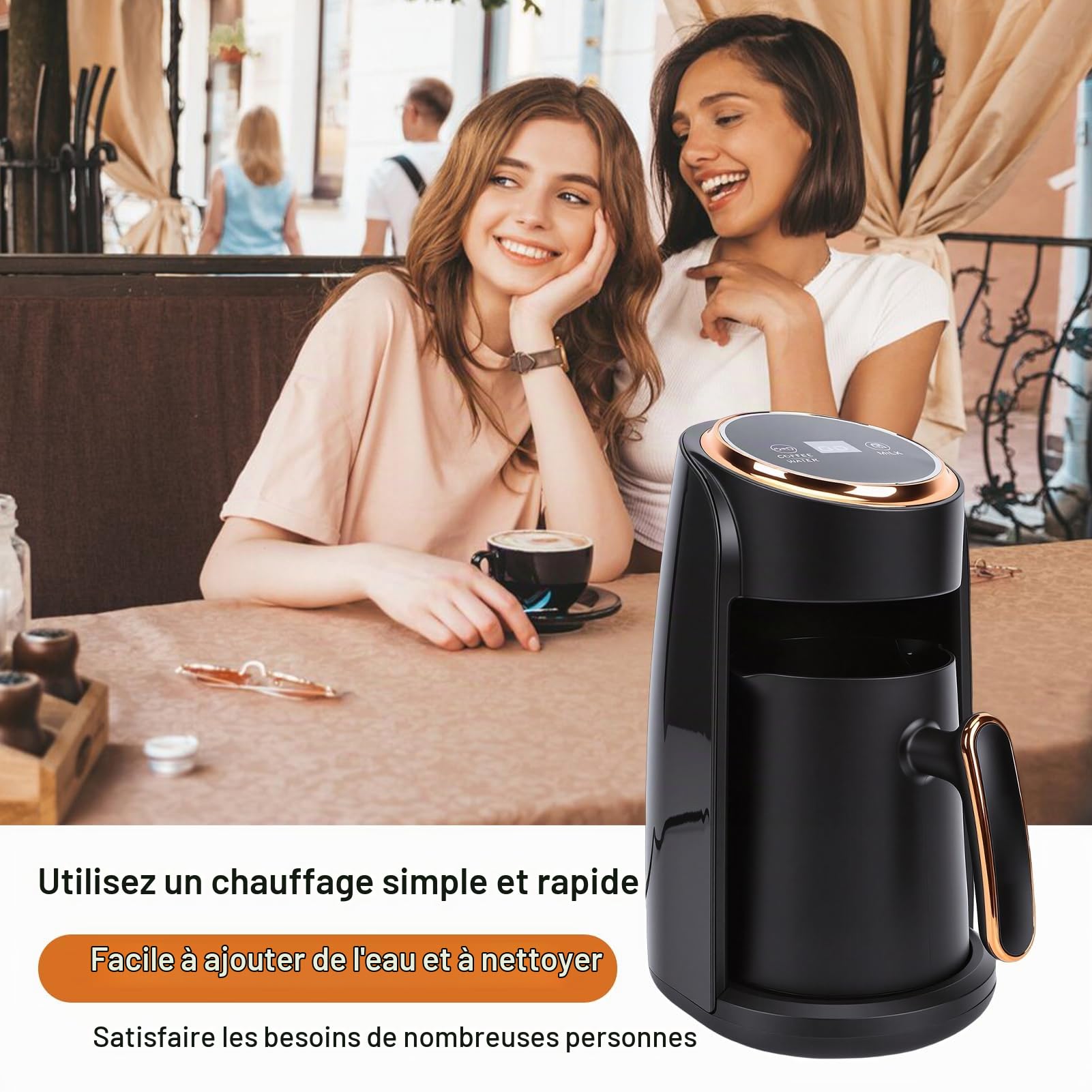 Irishom Machine à café Turque Automatique Türk Kahve Makinesi avec Système de Vapeur de 600 W et Arrêt Automatique, Parfaite pour 3 à 5 Tasses Perfect Türk Kahve