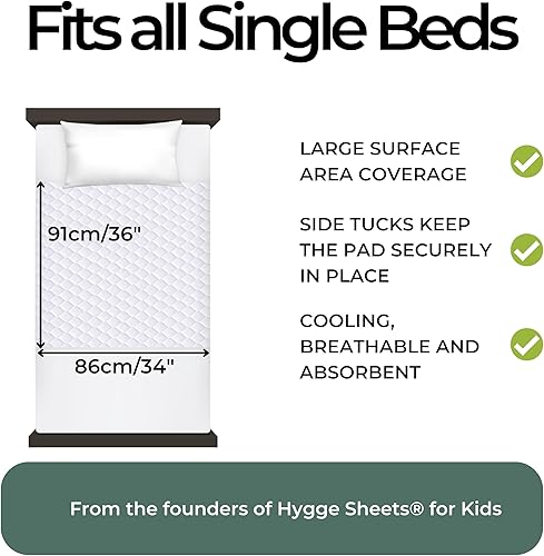 Miniatura 6 de Hygge Sheets Almohadillas orgánicas lavables para incontinencia con pliegues  Protector de colchón 100% impermeable reutilizable  Rayón derivado de
