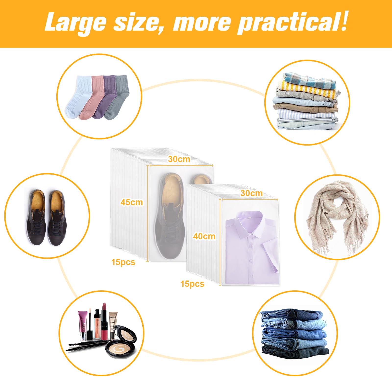 Clearware 12 grandi sacchetti di plastica con cerniera sulla parte superiore, 40,6 x 45,7 cm, sacchetti extra large per vestiti, viaggi, traslochi, sacchetti riutilizzabili per congelatore, senza BPA