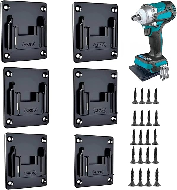 6 Packs Tool Holder Dock Mount,Electric Tool Holder Wall Mount Storage Bracket Fixing Devices Compatible with Makita 18V Electric Tool (Black)