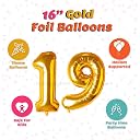 Rozi Decoration 19 Number Golden Foil Balloons 16? Inch Helium Supported for 19th Birthday Decoration Items | 19th Anniversary Decoration | 19 Number Balloon Pack of 2 Pcs gallery image