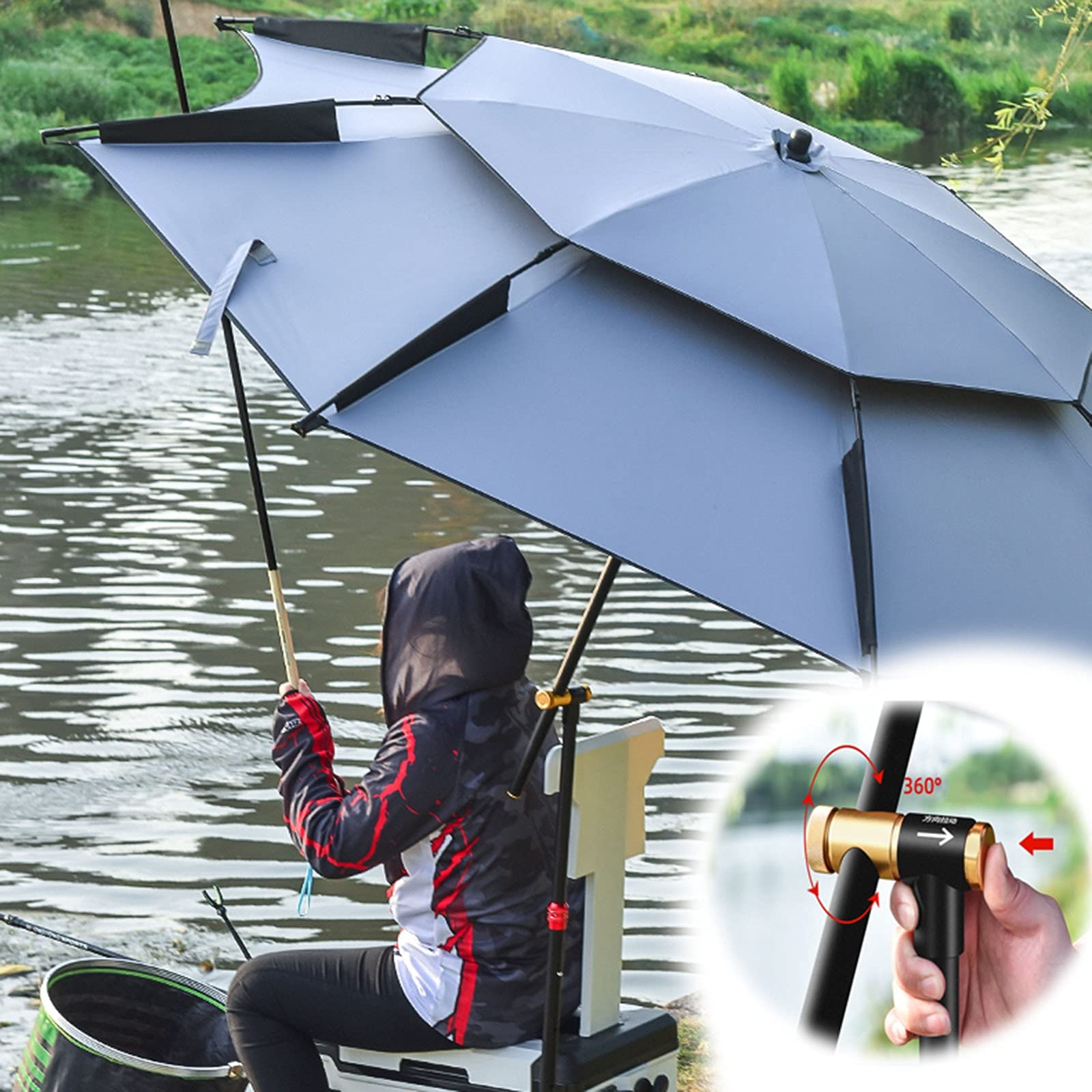 best pole fishing umbrella L＆S Outdoor Windproof Beach Umbrella, Sturdy and UV Protection, 360 Tilt Mechanism, Weather Resistant, Portable Sunshade Parasol, Metal Sand Anchor (Size : 220cm/7.2ft.) : Patio, Lawn & Garden Model:TS SEA 650 Bandit Walleye Deep - slammer 16inch / 41cm