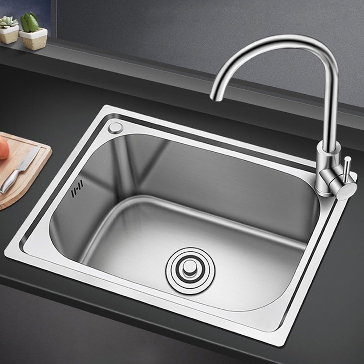 GODFSAHG Stainless Steel Sink, Builtin Sink with Single Bowl and Cold