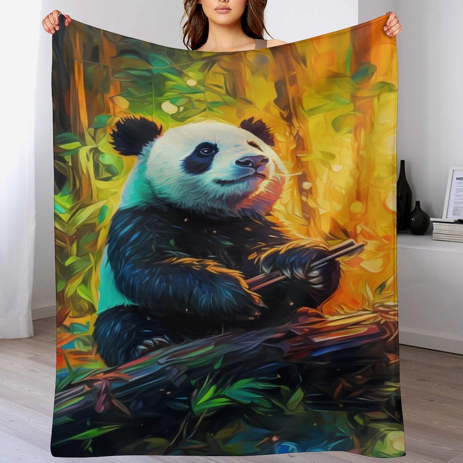 Manta de panda mullida para tardes de sofá y lectura en el salón