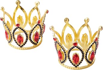 Eleggua Crown 2-Pack Set Santeria Corona de Santos for Ifa Rituals and Orisha Shrine | Small Red and Black Crown 2" Height in Gold for Elegua Offerings