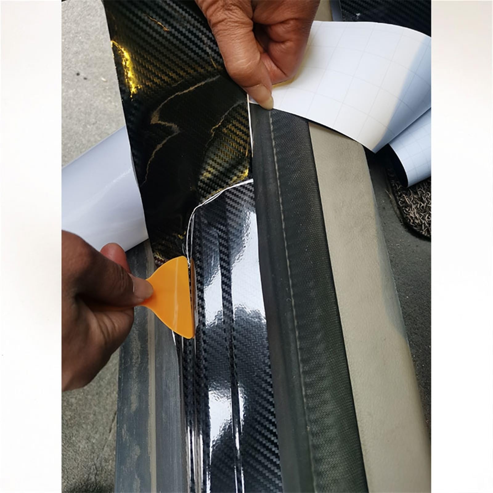 Tira Protectora de Parachoques Adhesivo de Fibra Carbono para Nano para Coche, Tira Protectora Pasta para Bricolaje, Cinta antiarañazos para Espejo Lateral umbral Puerta(5cm X 3m)