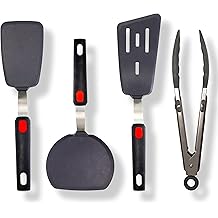 Silicone Spatula,600&deg;F Heat Resistant Spatula Set of 4 for Nonstick Cookware,Cooking Spatulas with Stainless Steel for Diswasher Safe,Flexible Spatulas for Omelette, Pancake, Fish, Burger
