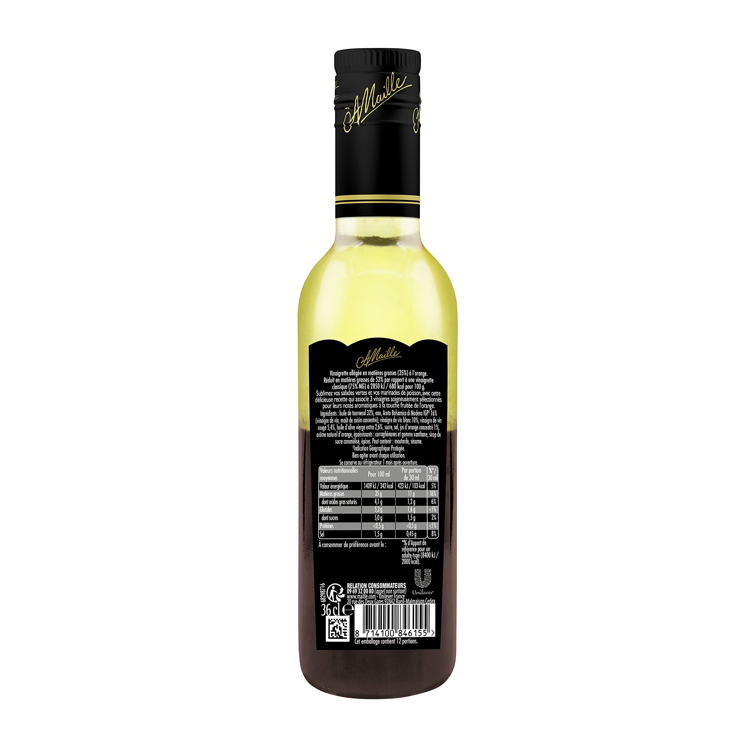 Maille Vinaigrette Légère aux 3 Vinaigres Pointe d'Orange, Balsamique de Modène - 36cl