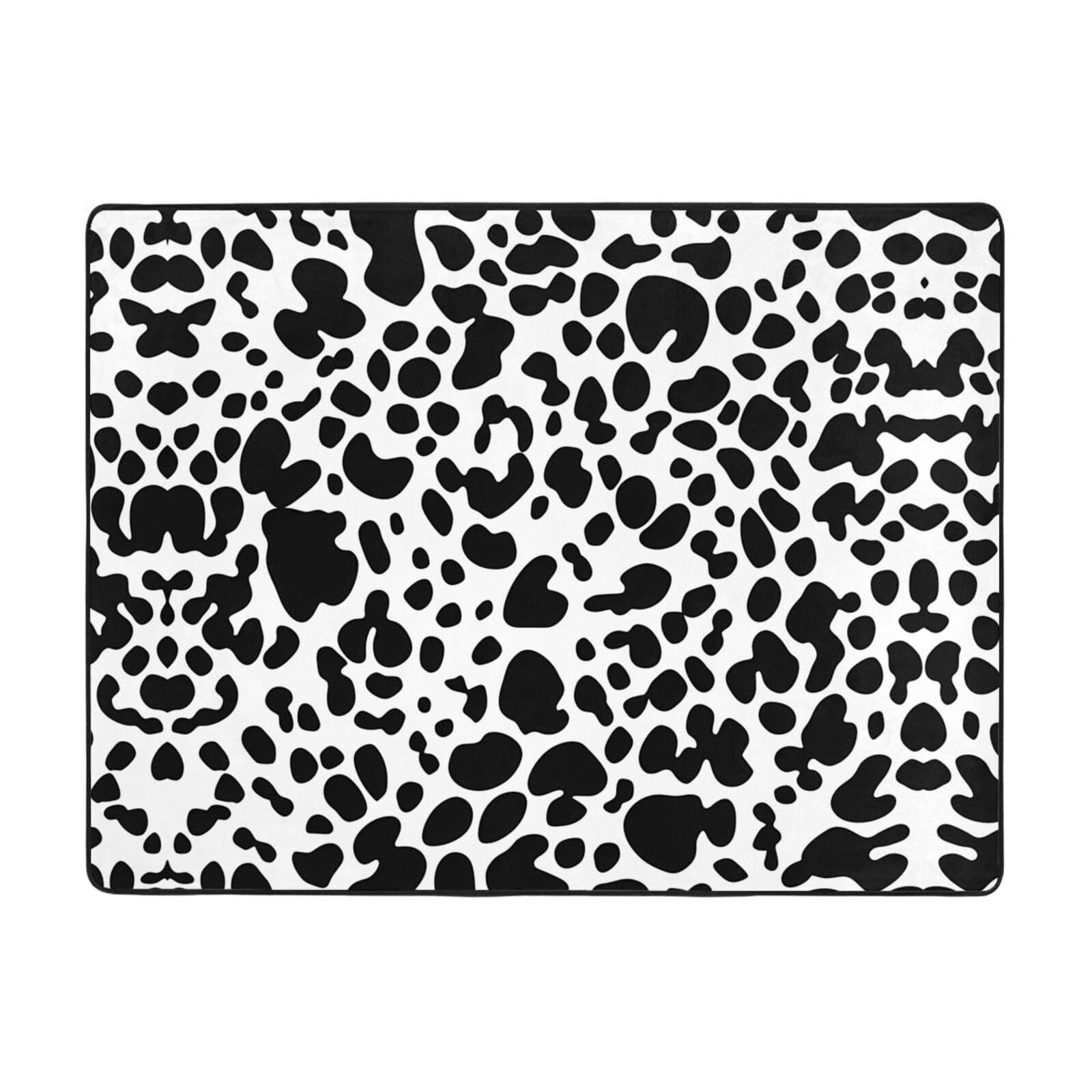 Tapis d'intérieur moderne noir et blanc motif léopard lavable BONDIJ