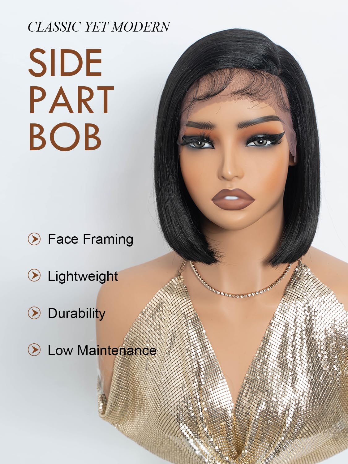 Joedir Black Bob Wig with Side Part Synthetic Lace Front Wigs with Baby Hair 10 Inch Short Straight Bob Wig for Black Women - Image 2