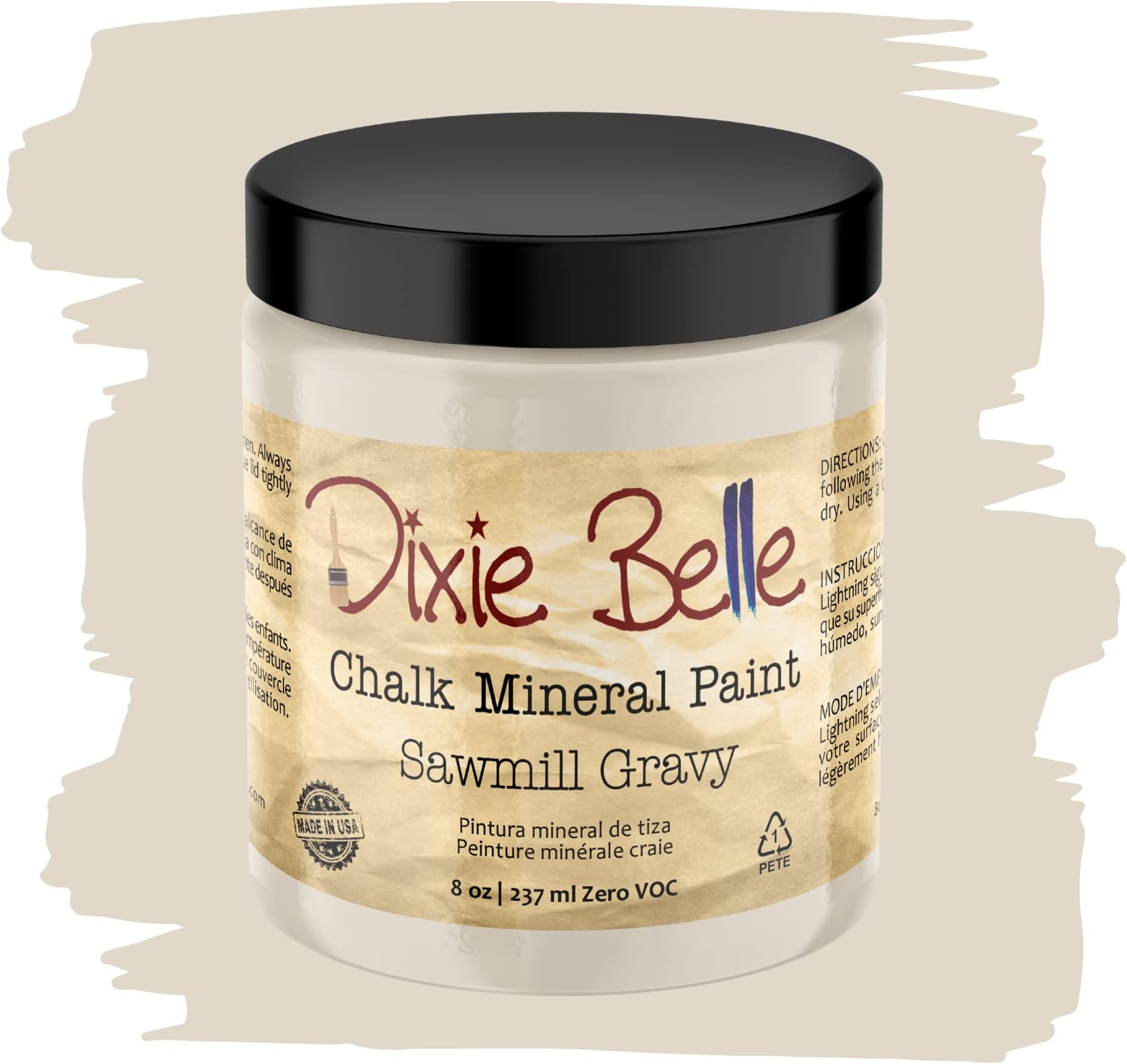 Dixie Belle Paint Company Chalk Finish Furniture Paint - Sawmill Gravy (8oz) - Matte Smooth Beige Chic Chalk Mineral DIY Furniture Paint