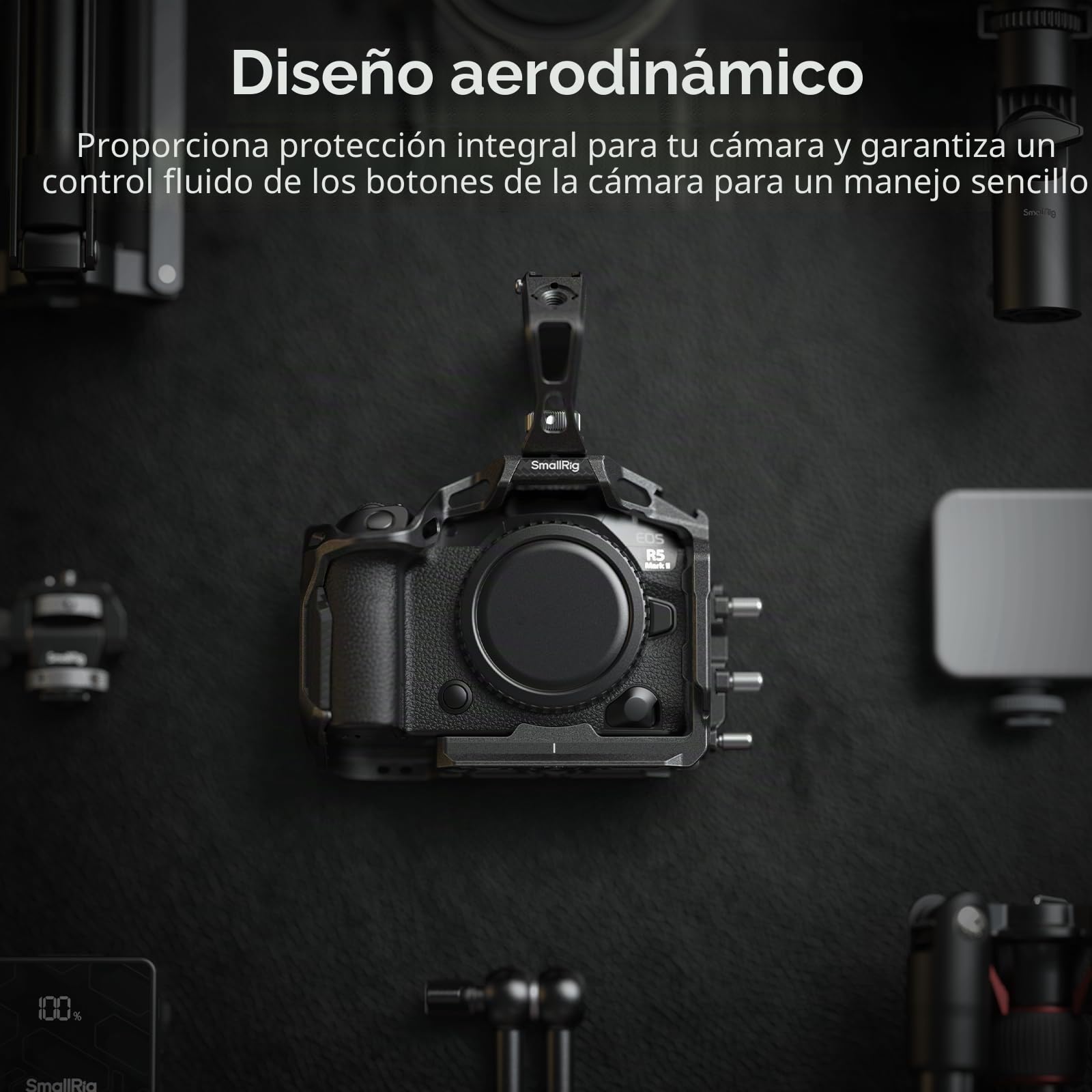 SMALLRIG Black Mamba Kit de Jaula para Cámara para Canon para EOS R5 Mark II con Asa Superior y Abrazadera de Cable Dedicada, Soporte para Cámara de Aleación de Aluminio - 4976