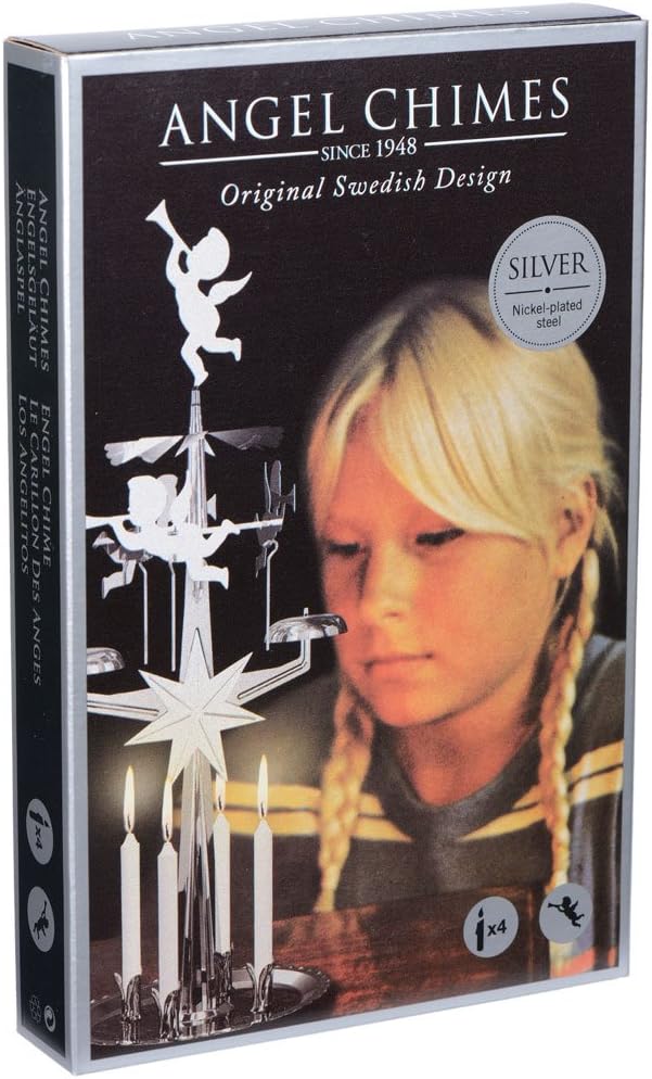 SILVER Angel Chimes-Angel Decorative Christmas Pyramid