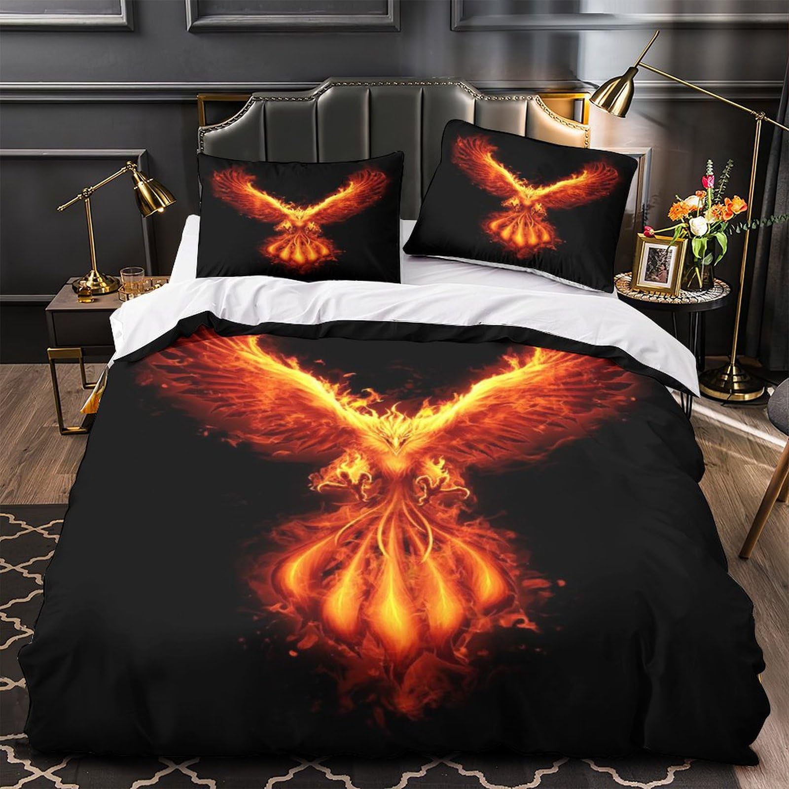 MXRMXR Phoenix 3D Printed for Childrens And Adults Duvet Cover Set with PillowCases Quilt Bedding Set 3 Piece Set Comforter Cover Super King（260x220cm）
