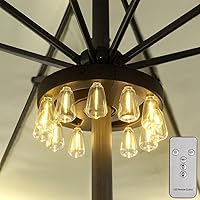 ALLFORTUNE Battery Operated Umbrella Lights - 12 Dimmable Warm White LEDs, Timer, 3 Modes for Patio, Backyard, Camping