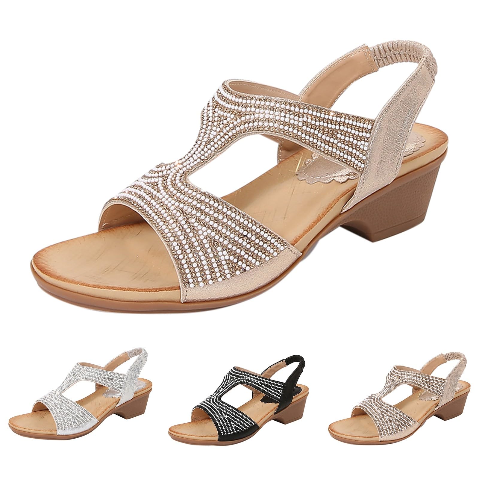 Generico Sandales CompenséEs Confortables LéGèRes AntidéRapantes Semelle Souple Respirantes Chaussures Femme éTé Mode Mules Support Pieds Larges Ville Plage