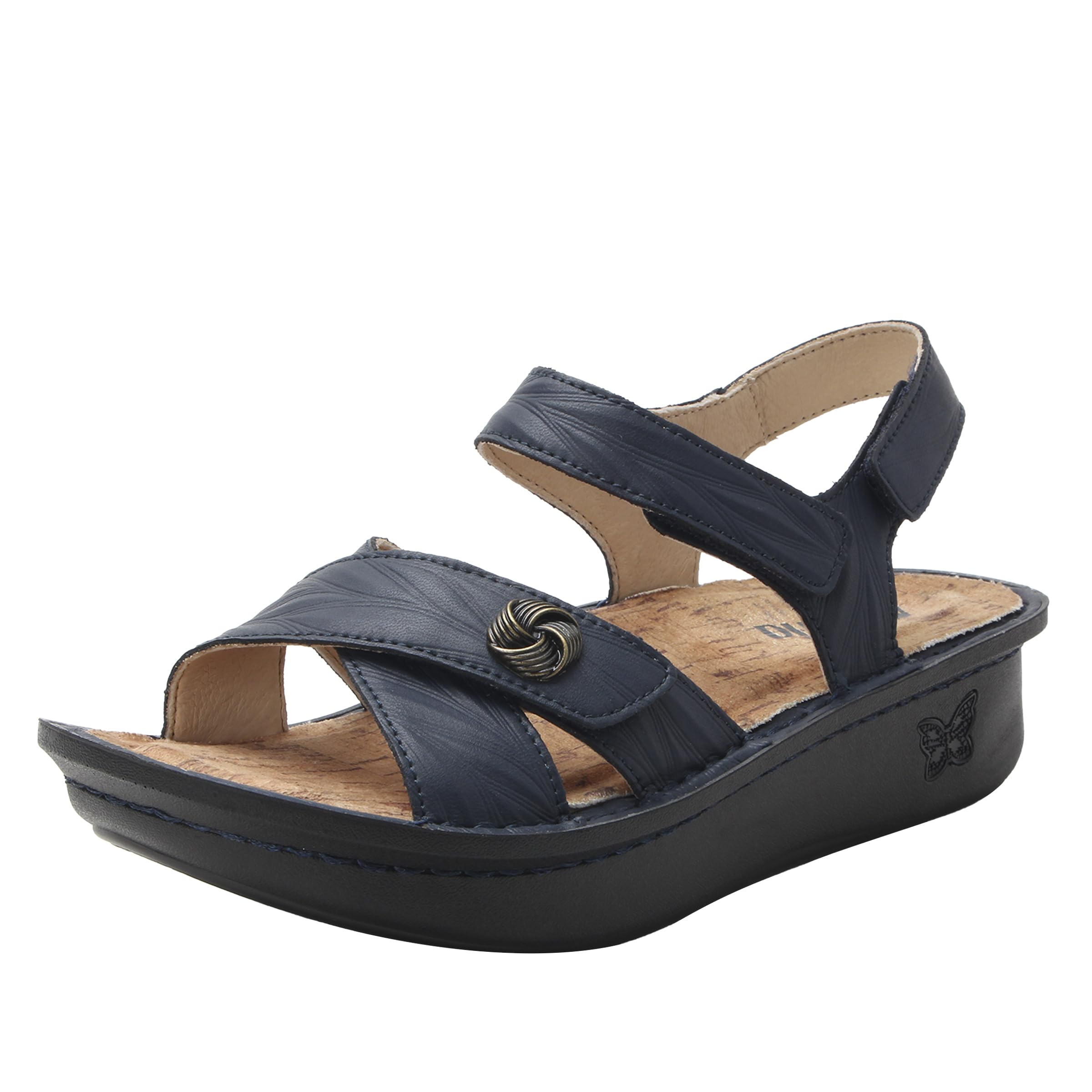 Alegria Women Kelsi Cross Strap Adjustable Leather Sandal