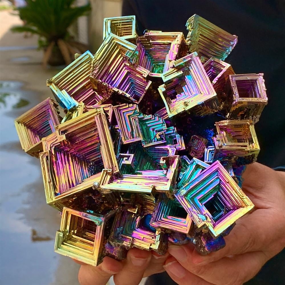 Ylquxeuv One Color Colorful Rainbow Titanium Bismuth Quartz Crystal Gem Home Office Degaussing Decoration (Size : 1-1.3Kg)