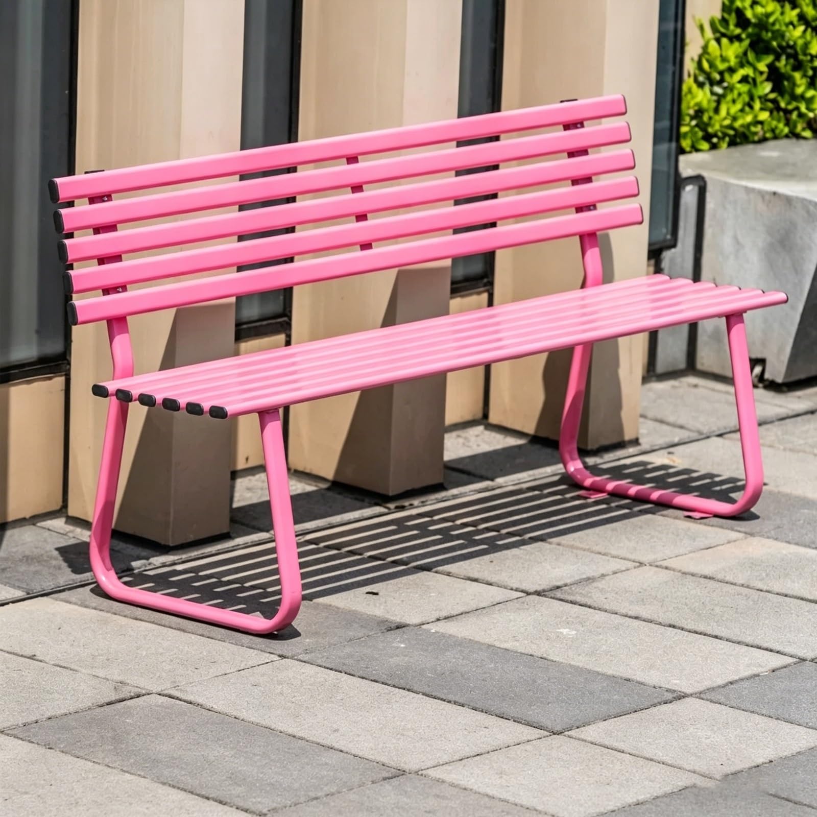 Banco de jardín de metal con respaldo de acero resistente para porche