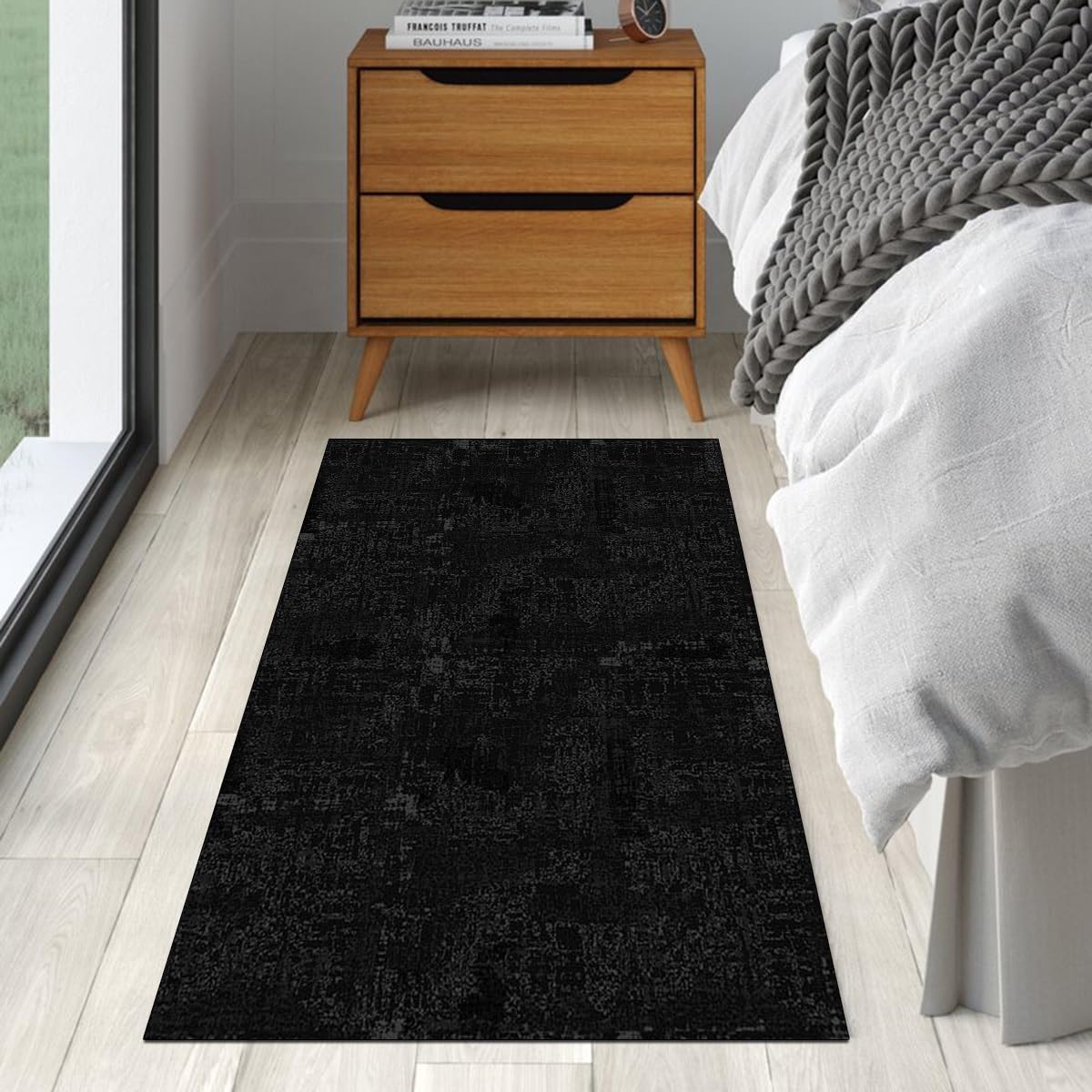 Alfombras de Pasillo Antideslizantes, 110x200CM Negro Alfombra de Pasillo de Cocina y Pasillo Lavable Abstracta Antideslizante Alfombra Larga de Pasillo para Pasillo Dormitorio Entrada