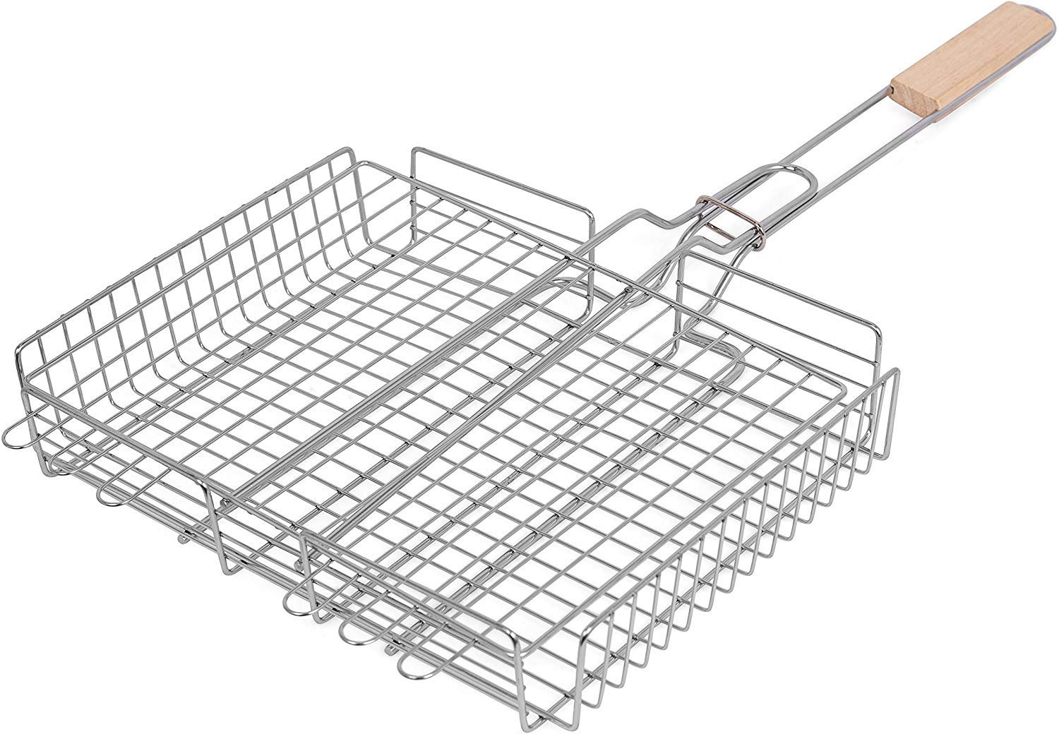 Delavala Portable BBQ Grill Basket, Stainless Steel Barbecue Grilling Basket Folding Grill Basket Barbecue Kitchen Outdoor Grill Tool-image-12