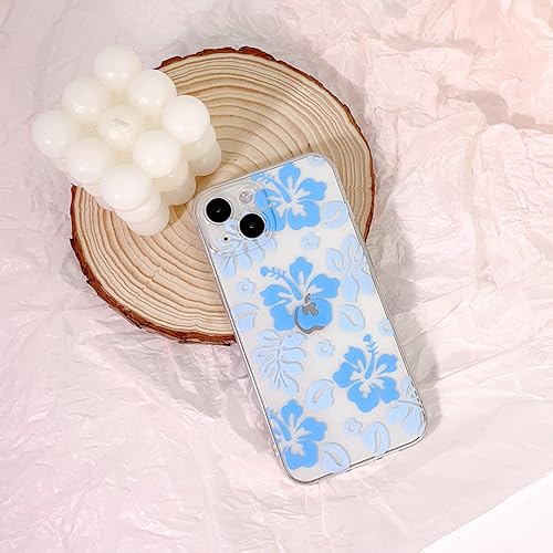 Miniatura 3 de Lovmooful Funda compatible con iPhone 13, bonito diseño transparente de flores de hibisco con estampado floral para niñas y mujeres, TPU suave a