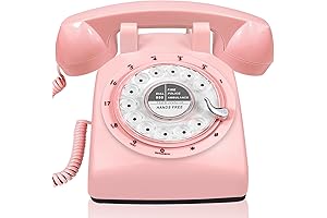 GloDeals 1960s Style Pink Rotary Phone: Retro Nostalgia for Home Decor