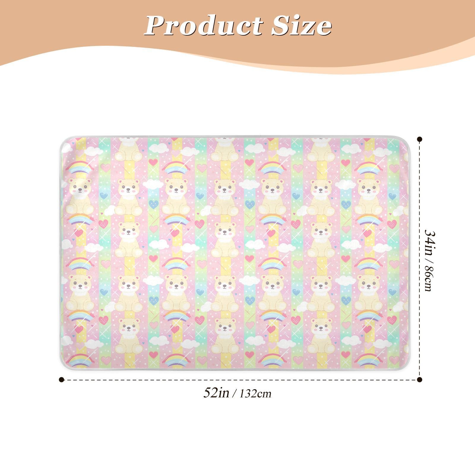 Polar Bear Cartoon Bed Underpads Waterproof Washable Crib Pee Leakproof Quick Drying Diaper Pads for Baby Toddler Children , 52