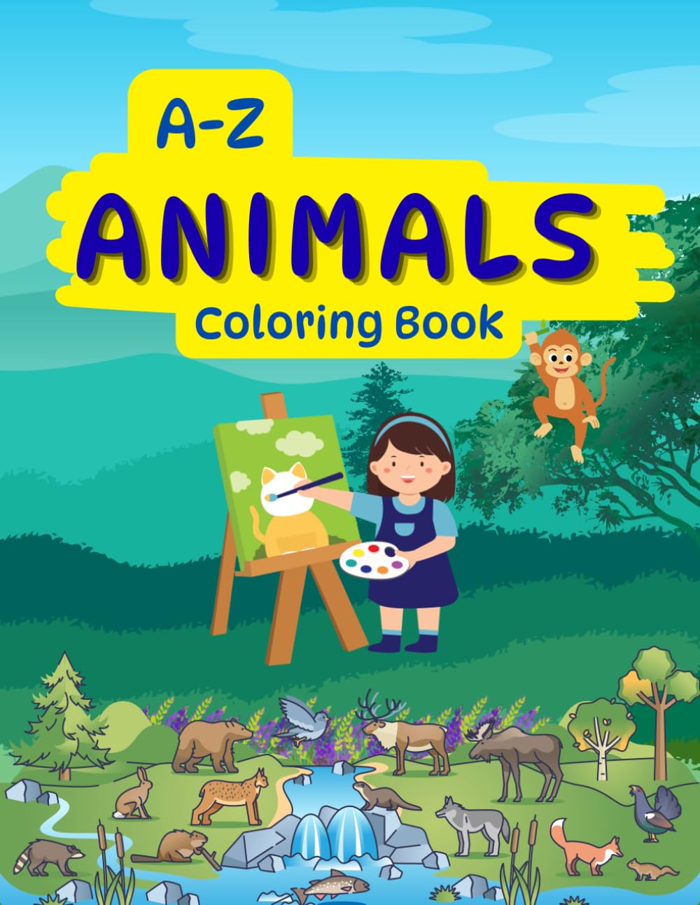 A-Z ANIMALS Coloring Book for kids: Fun Animal Coloring & Activity Book for Ages 3-6