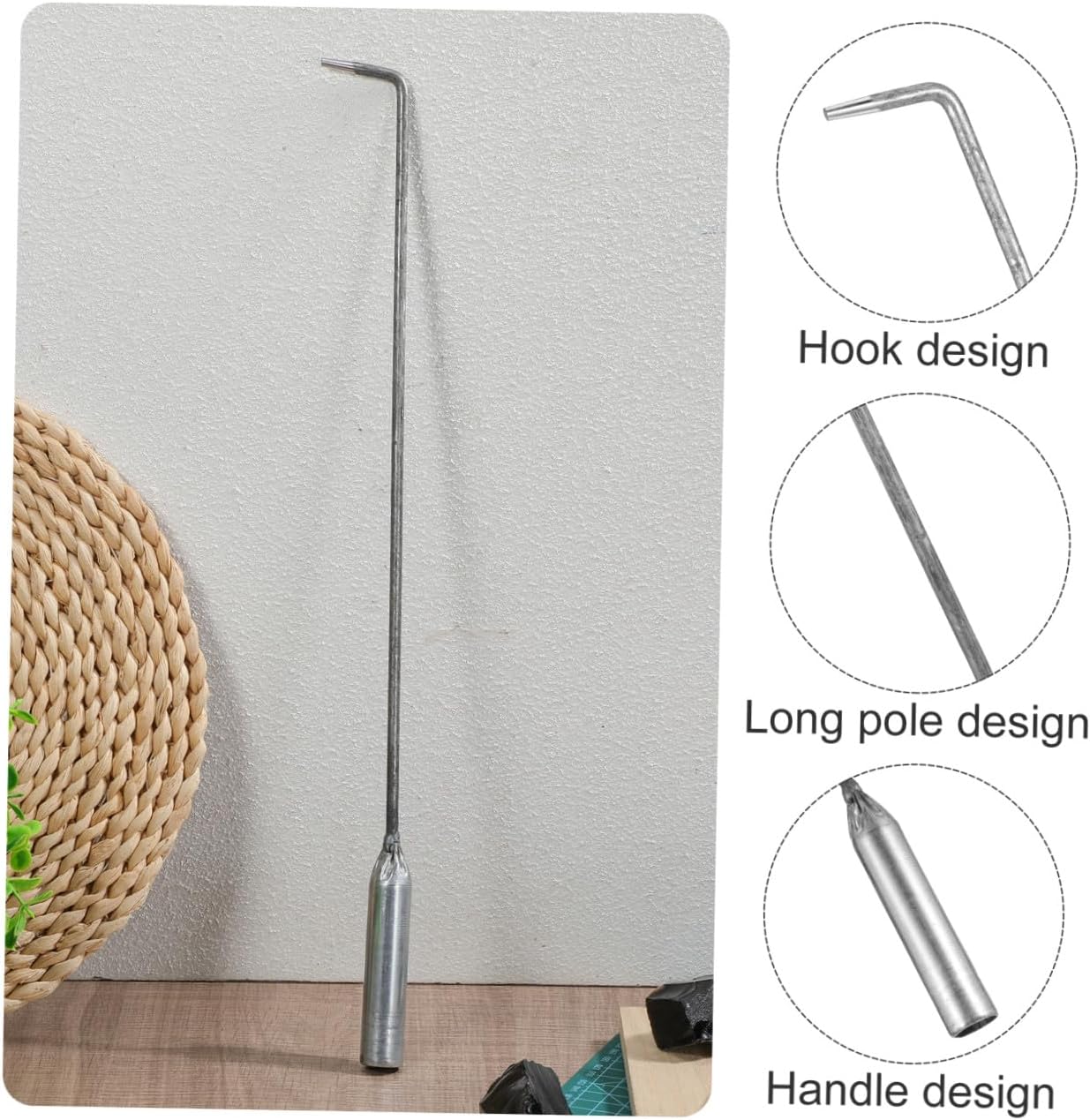 KICHOUSE Fireplace Poker Tongs Carbon Hook for Indoor/Outdoor Fire Long Handle for Safe Handling Present Set