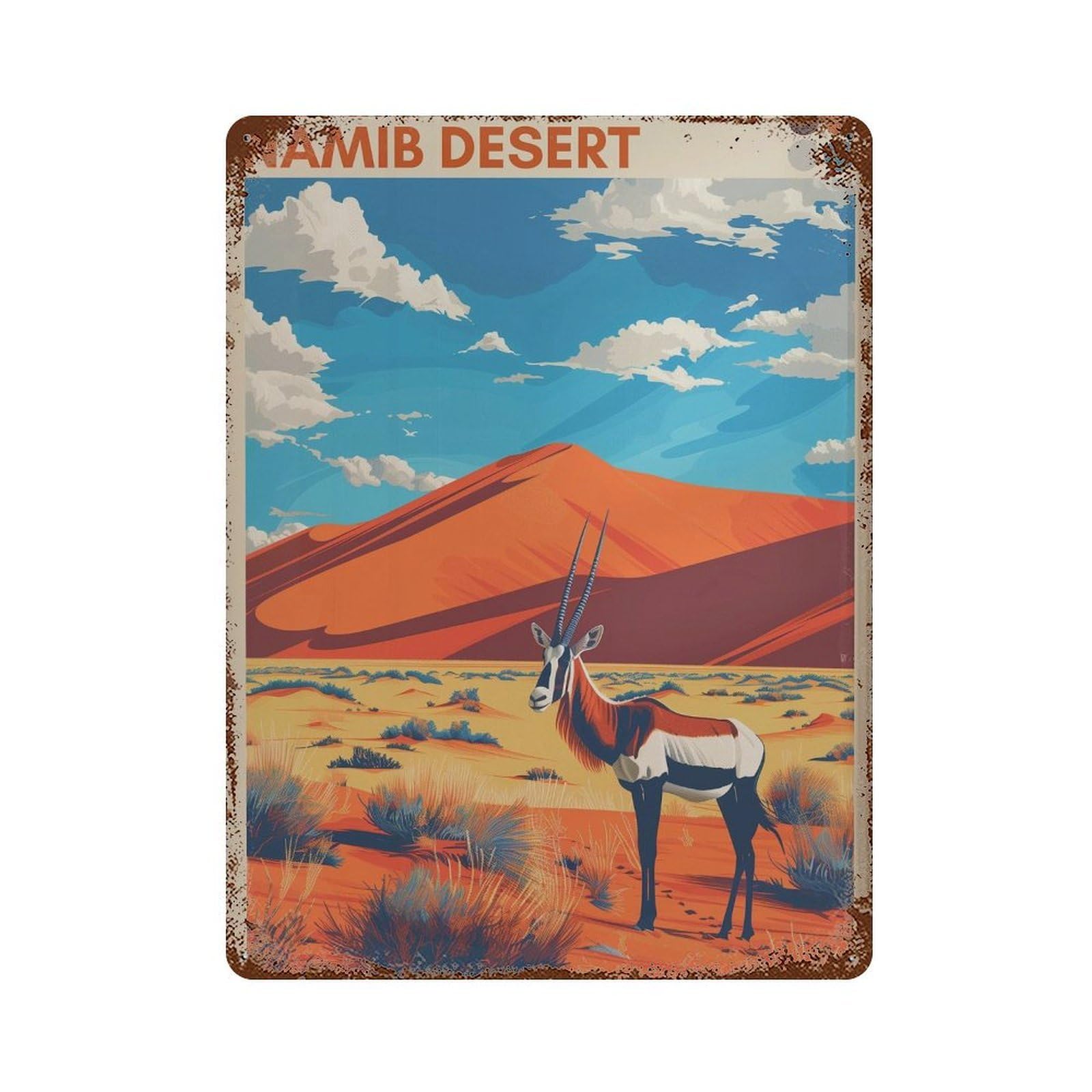 xiaoxiaoshen Namib Desert Travel Oryx Antelope Wall Decor Art Metal Tin Poster Modern Home Decor Art Home Bar Shop Decorations Vintage Sign 40x30cm
