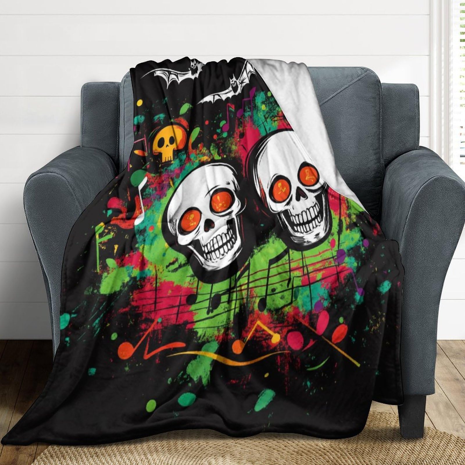 Couverture en flanelle Skelettss, le cadeau idéal pour un hiver chaleureux