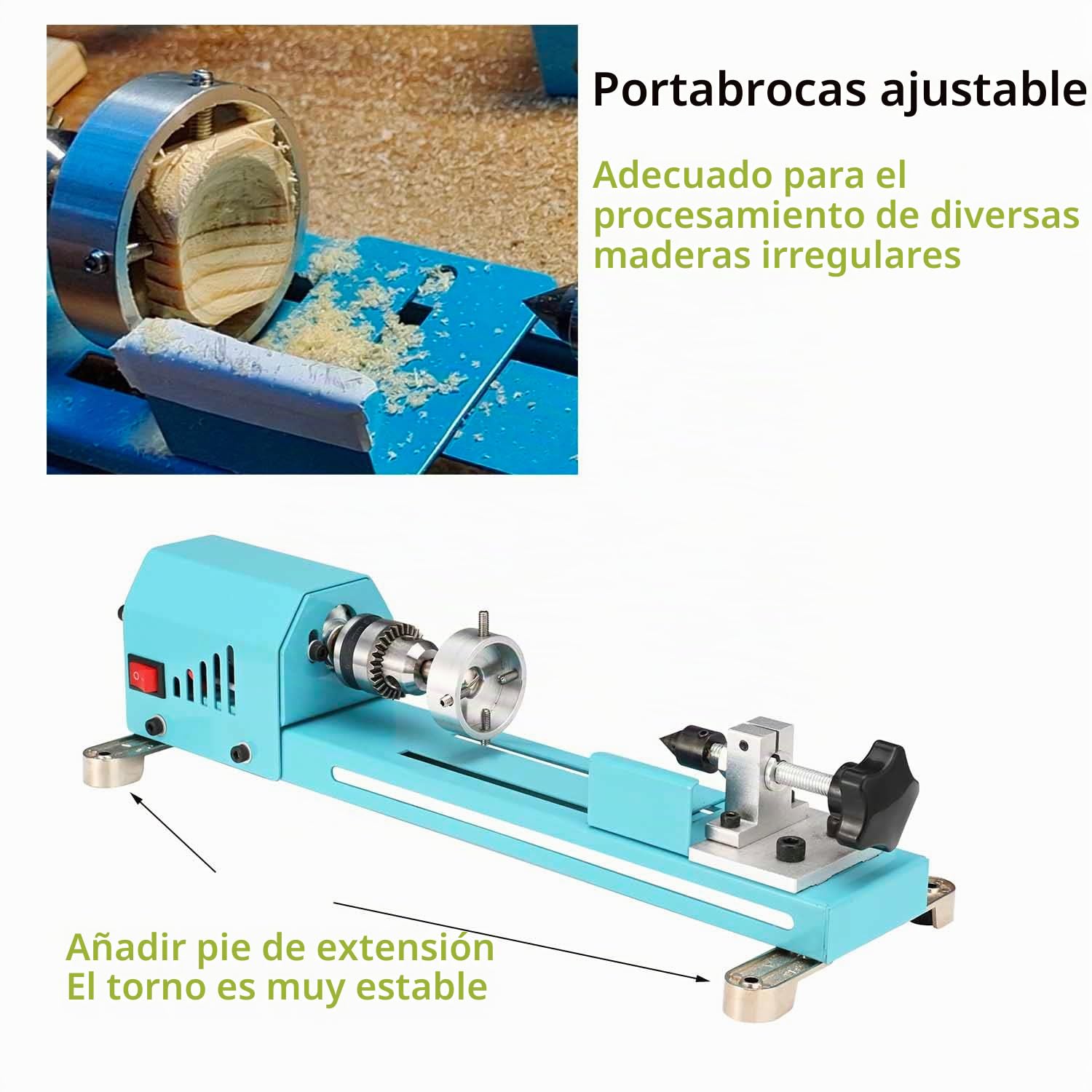 Mini torno de madera, máquina de torno multiusos, torno de fresado, corte, pulido, mesa profesional, kit de herramientas de torno superior