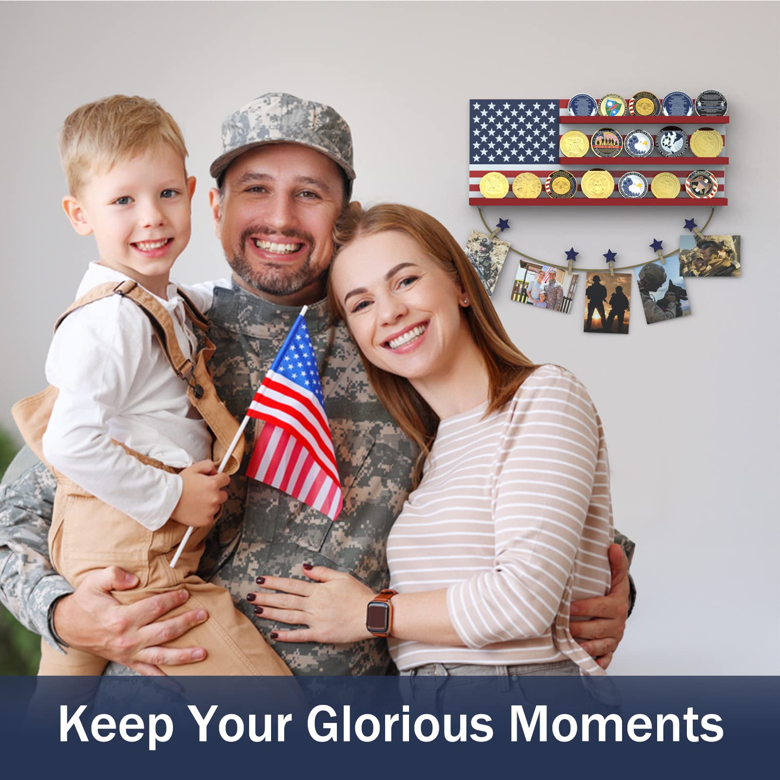Amazon.co.jp: アメリカ国旗 ミリタリー チャレンジコイン & 写真 ディスプレイホルダー 無垢材 3列 壁掛け アーミー コレクティブル  コイン ディスプレイラック 誕生日 新築祝い 退役軍人へのギフト コインメダルコレクター向け : 文房具・オフィス用品