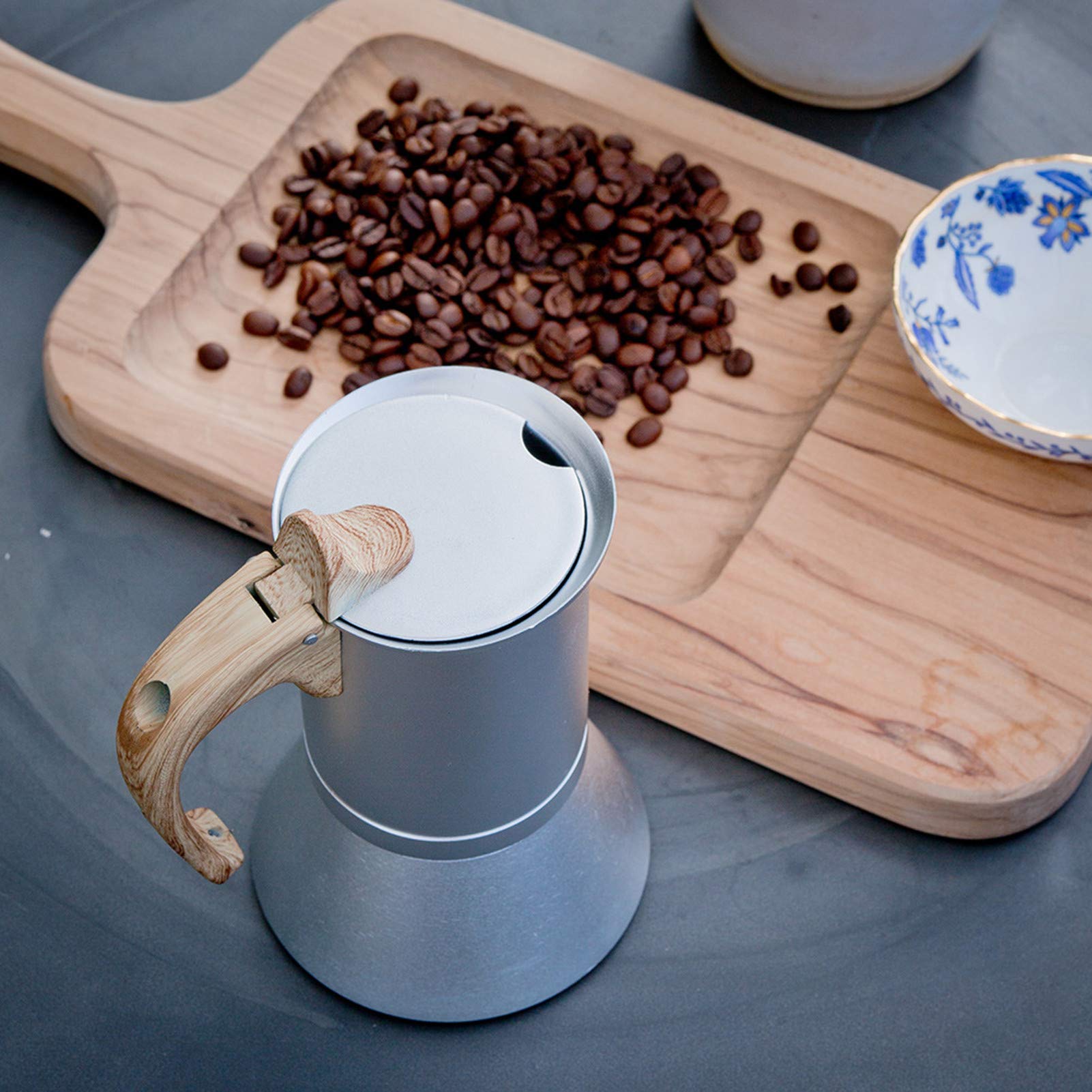 Cafetera de 150 ml Moka Pot de 3 tazas para estufa, cafetera italiana de acero inoxidable (150 ml)