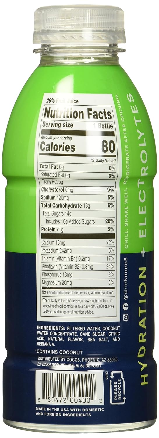 Coco5 Limon Coconut Water 12pk, 16 FZ
