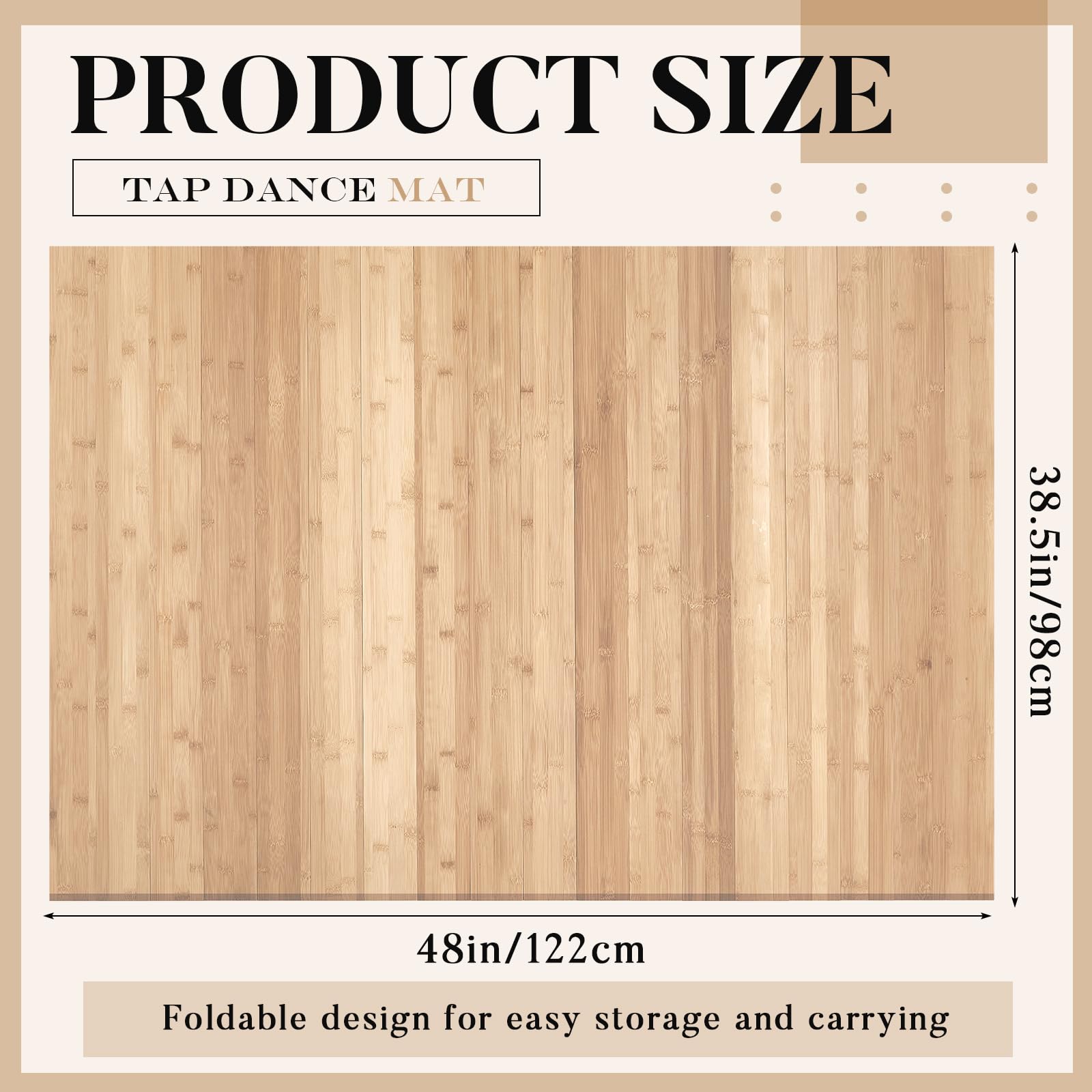 Drydiet Tap Mat Dance Mat Portable Tap Board Made of 8 mm Thick Solid Bamboo with Clear Sound Feedback Portable Heavy Duty Dance Floor Mat Exercise Flooring Professional Student