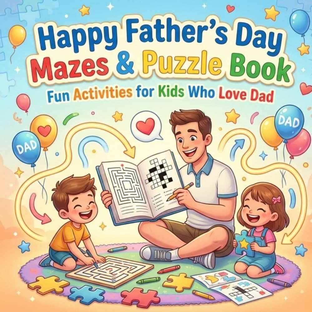 Happy Father’’s Day Mazes & Puzzle Book: Fun Activities for Kids Who Love Dad