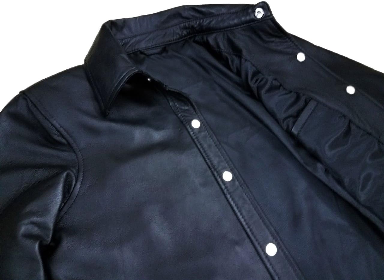 Men Shirt Genuine Sheep Leather Shirt for Men – Handcrafted Luxury – Satin Lining, Durable Stitching