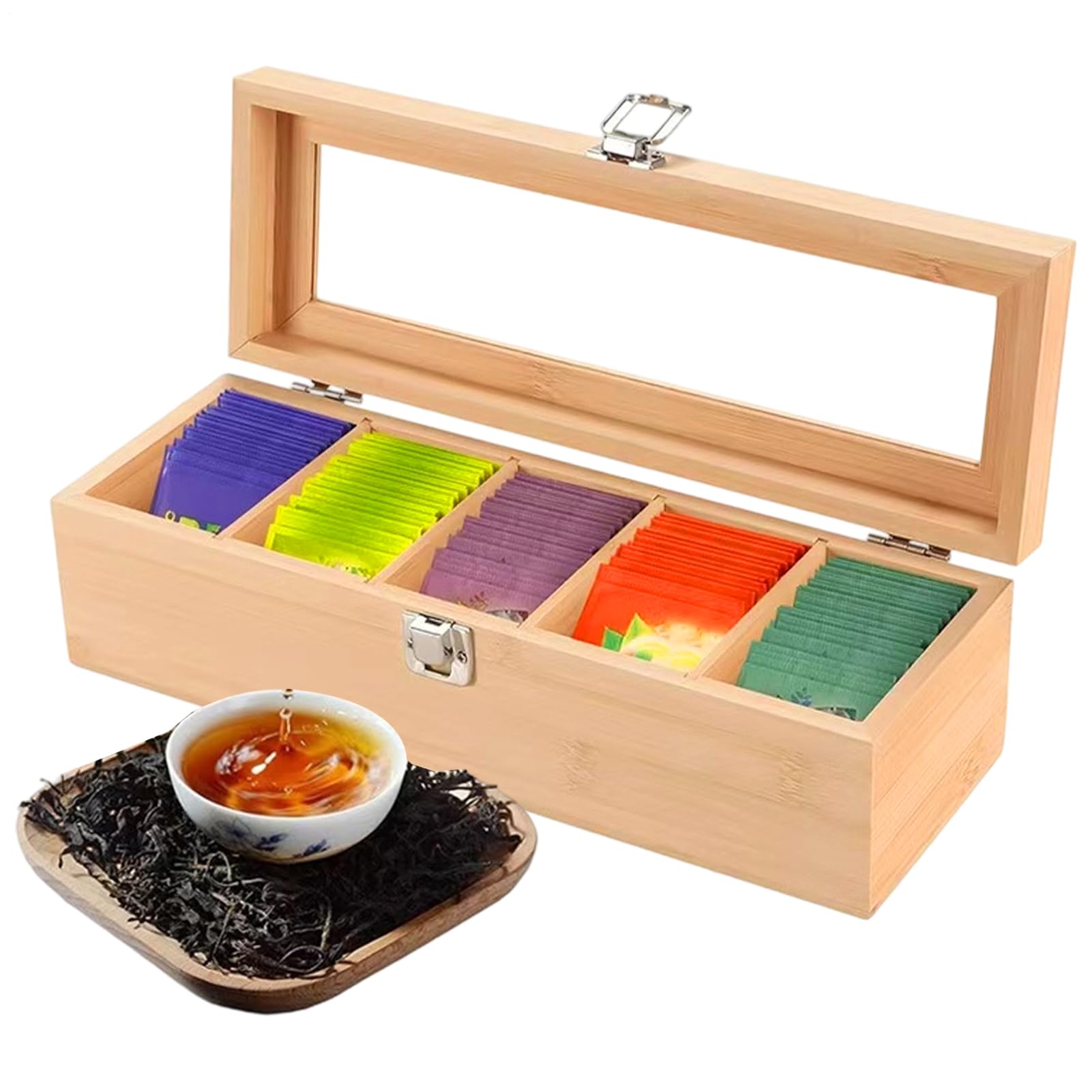 Présentoir à thé en bois pour coin café de bureau et moments de détente à la maison
