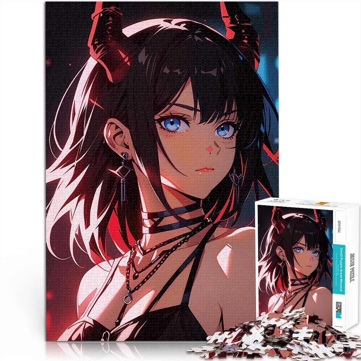 1000 Piece Jigsaw Puzzles for teenagers Jigsaw Demonic Anime Girl Lernspielzeug mit passendem Poster und Quizblatt75x50cm