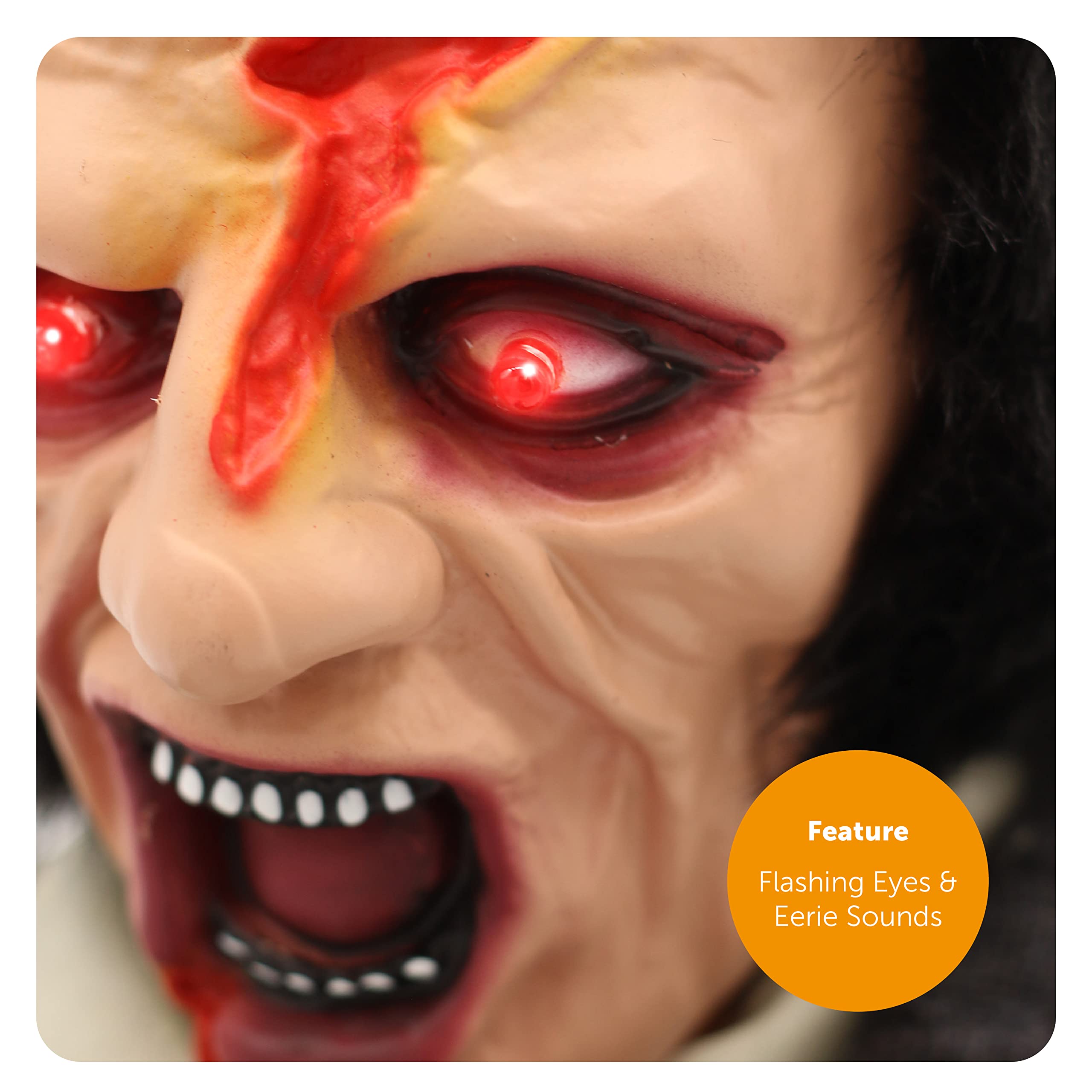 ILOVEFANCYDRESS przerażająca halloweenowa dekoracja zombie – akustyczna aktywowana ZOMBIE z motoryzowanymi nogami i ramionami, przerażające efekty dźwiękowe i świecące czerwone oczy – idealna dekoracja na Halloween