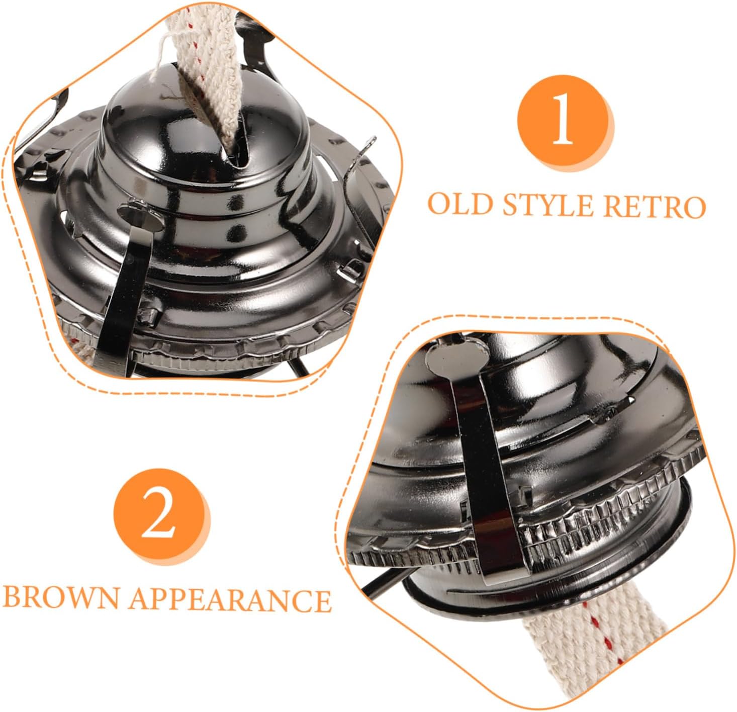 2pcs Vintage Kerosene Lamp Regulator Accessory Oil Lamp Burner Replacement for Home Outdoor Use Deep Retro Design for Collectors and Decor Enthusiasts