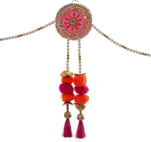 Miniatura 1 de Toran Bandanwaar Gota - Cuentas de pompón para colgar para el hogar, pared, puerta, templo, festival, boda, fiesta, decoración y regalo (rosa)