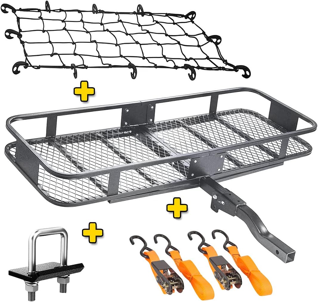 Mockins 60"x20"x6" Folding Cargo Carrier Hitch Mount 500 lb Capacity