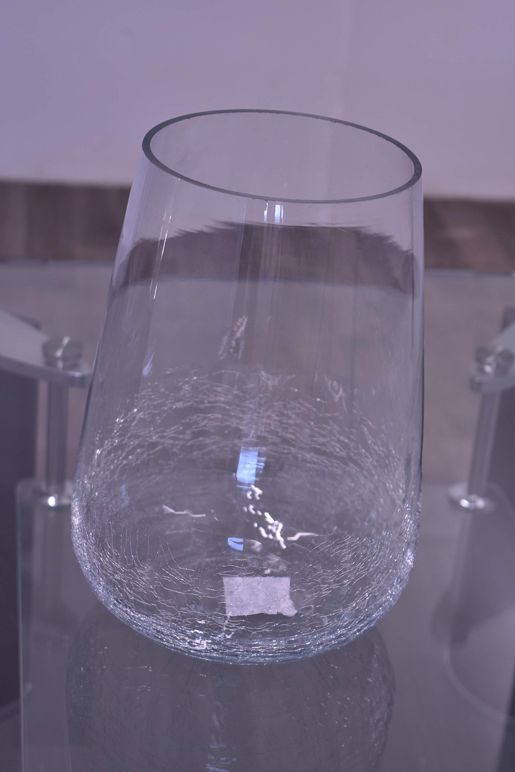 Deenz Ombre Clear Crackle Vase For Home Decorations Centrepiece For Party Event 28.5X20cm